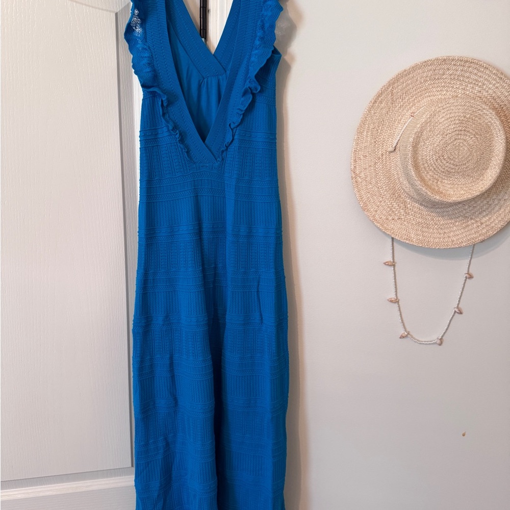 Sezane Aphrodite Dress Bleu Caraïbes - Size M - Picture 5 of 7